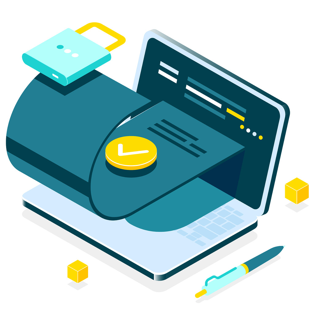 Exemple d'un contrat numérique sur un ordinateur avec la signature électronique des documents pour la dématérialisation.